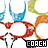Repeated pattern of stylized eyewear icons with 'COACH' text below each, in blue, red, orange, and green hues on white background.