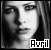Black-and-white portrait of a person with long hair, red text forming 'Avril' and evolving letters above the name across frames.