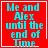 Red square icon with cyan text "Me and Alex until the end of Time" in pixelated font, bordered by white lines.