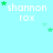 Light blue background with repeated white text 'shannon fox' and green star symbols scattered across the image.