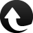 Black circular icon with a white upward-pointing arrow inside, rendered in pixelated style with gradient shading.