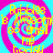 Four identical circular icons with pink and cyan spiral patterns, each containing yellow text elements including 'Reeling', '8000', 'MP', and 'today' on a cyan background.