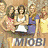 Four distinct figures in athletic wear appear sequentially against a blue sky background with one figure holding a sign reading MIQBI.