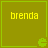Four identical green square each display yellow text 'brenda' with a small pixelated green icon in the bottom-right corner