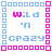 A 3x3 grid of pixelated animated frames displaying the text "wild 'n crazy" in alternating pink and light blue colors with a border of matching squares.