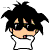 Pixelated cartoon character with spiky black hair, tan skin, and dark sunglasses in four positions; two versions include a pink heart near the right cheek