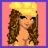 Pixelated image of a woman with long brown hair and a yellow headband on a pink background, with red text on blue and gray sections.