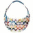 A colorful pixelated image of a handbag, two sneakers, and a patterned fabric swatch arranged in a