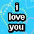Blue background with yellow and white heart outlines, black-and-white text reading "i love you always & forever" in pixelated font.