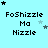 Pixelated text 'FoShizzle Ma Nizzle' on light blue background with scattered stars, some stars change position across frames.