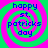 Four identical square arranged in a , each containing blue text on a green and pink spiral background
