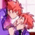 Pixelated anime-style character with red hair and purple clothing, shown in two states: one with text 'Like Fred and George' overlaid on the right side of the image, another with text 'Only Gayer' overlaid on the lower left.