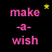 Pixelated pink text 'make -a- wish' on black background with small colored stars changing position and color across frames.