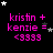 identical pink text icons on black background with animated star changes, each displaying 'kristin + kenzie = <3333' and varying star positions