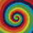 A four-quadrant displays a single animated spiral pattern with shifting color bands across red, orange, yellow, green, blue, and dark purple hues