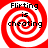 Four identical red and white spiral patterns with black text reading "Flirting is cheating" arranged in a