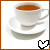 A white teacup filled with brown liquid on a matching saucer, each frame showing a different heart-shaped pixel pattern below.
