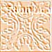 A static square image with a light peach background featuring intricate, swirling patterns in muted orange and white tones.