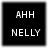 Black square icon with white pixelated text "AHH" above "NELLY", showing slight variations in letter clarity across four views.