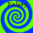 Four identical spiral patterns with blue and green colors, each containing the text 'Kelsey' in brown font at top-left corner.