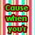 Pixelated text fragments in various colors on a striped background, with some words misspelled and a smiley face symbol.