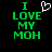 Green pixelated text on black background reads 'I LOVE MY MOH' with a white pixelated heart replacing the 'O' in 'LOVE' in the first frame.