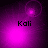 Four purple-toned display the name 'Kali' with shifting light effects and circular glows in different positions across each
