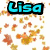 Animated icon with 'Lisa' text and changing background elements including falling leaves, star shapes, and floral patterns.