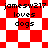 Pixelated red and white checkered background with text 'jamesw217 loves dogs' in black font across four