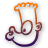 Three animated frames of a cartoon character's face with orange hair, brown eyes, and purple outline on white background.