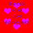 Red background with purple text reading "Becca and Joe Forever!" surrounded by pink hearts in a pixelated style.