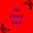 Red background with blue text "No More Lies" and black square patterns in corners and center.