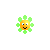 Six pixelated smiley face icons arranged in a 3x2 grid, each with distinct colored flower-like petals surrounding the central yellow face.