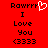 Red background with black pixelated text reading "Rowrrr I Love You <3333" and a white pixelated heart symbol replacing the 'o' in "Rowrrr".