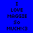 Pixelated text reads "I LOVE MAGGIE So MUCH! <3" on a blue background with cyan and light blue sections.
