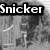 A grayscale animated icon shows a character with long hair and glasses in an outdoor setting, transitioning between three labeled states: Snicker, F'in, Doodle.
