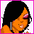 Pixel art contact sheet showing a 3x3 grid of animated frames featuring an orange-skinned cartoon woman with black hair and pink eyeshadow, alongside text variations reading "Mixed Mami" in different colors and styles.
