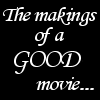 Six- displays movie character text and images with 'The makings of a GOOD movie...' top-left, 'The beautiful girl...' center-top, 'The bad guy...' top-right, 'The hero...' bottom-left, '...so what makes a GREAT movie?' center-bottom, 'Captain Jack Sparrow!' bottom-right