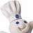Pixelated image of Pillsbury Doughboy with chef hat, blue eyes and nose, smiling face, next to text reading 'Me and the pillsbury dough boy' and 'Yeah, were tight'.