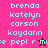 Pixelated text list with two background color variations and a small animated figure changing from brown to pink.