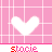 white heart icons on a pink checkered background with red text reading 'stacie' below each