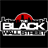 Pixelated icon with red mushroom cap above bold white text 'BLACK' on black background, gray and white pixelated border.