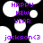 Pixelated purple text reads 'HAPPY NEW YEAR' above 'jackson<3' on a black background with white circles.