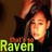 A pixelated static image shows a person with light skin and dark hair holding a glowing object, with green text reading 'Raven' at the bottom.