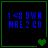 Four identical display blue pixelated text on black backgrounds with green borders, each containing a single or pair of green heart symbols