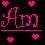 Pixelated static icon featuring pink neon-style text on a dark background with scattered pink dots, resembling a stylized logo or nameplate.