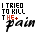 Animated sequence of text-based icon showing 'I TRIED TO KILL THE PAIN BUT IT ONLY BROUGHT MORE' with color and opacity changes across frames.
