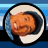 Pixelated circular icon shows a smiling figure in a white and black helmet against blue background, next to blue with light blue and gray text