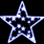 Static pixelated star with five points, blue and white gradient outline on black background.