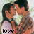A couple kisses in a pixelated image with text reading 'love is like the wind' below them.